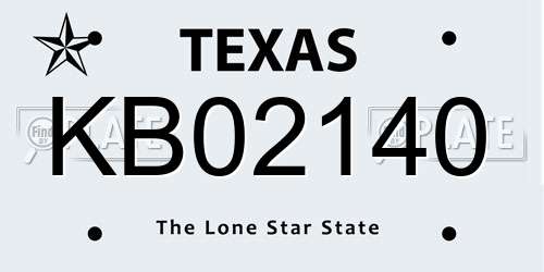 KB02140 Texas License Plate