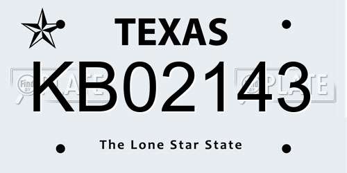 KB02143 Texas License Plate