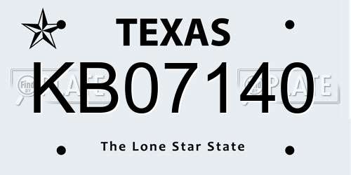 KB07140 Texas License Plate