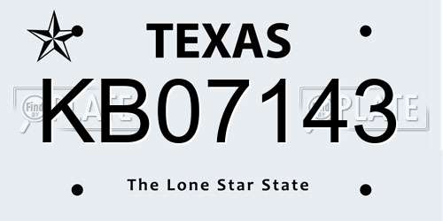 KB07143 Texas License Plate