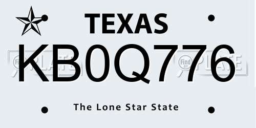 KB0Q776 Texas License Plate