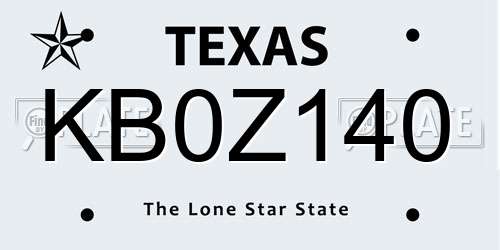 KB0Z140 Texas License Plate