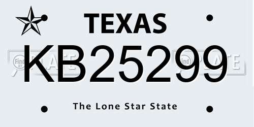 KB25299 Texas License Plate