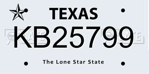 KB25799 Texas License Plate