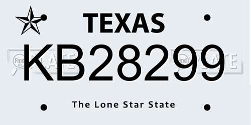 KB28299 Texas License Plate
