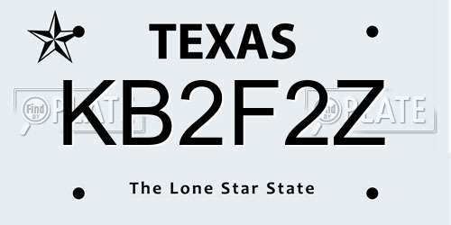 KB2F2Z Texas License Plate