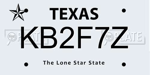 KB2F7Z Texas License Plate