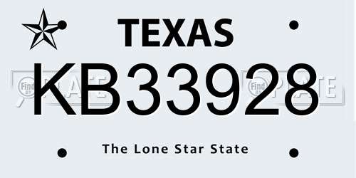 KB33928 Texas License Plate