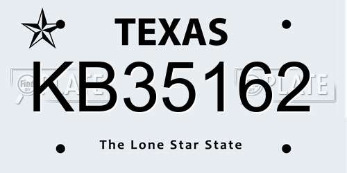 KB35162 Texas License Plate