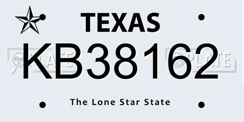 KB38162 Texas License Plate
