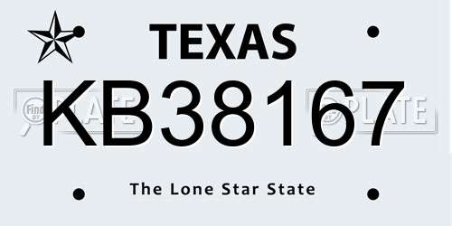 KB38167 Texas License Plate