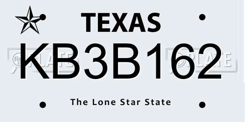 KB3B162 Texas License Plate
