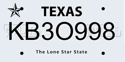 KB3O998 Texas License Plate