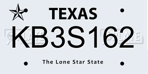 KB3S162 Texas License Plate
