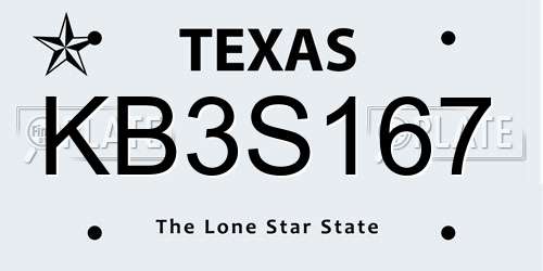 KB3S167 Texas License Plate