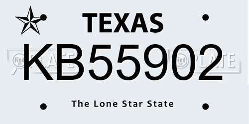 KB55902 Texas License Plate