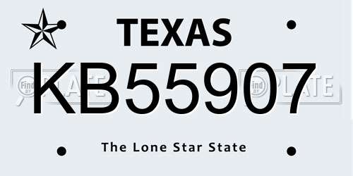 KB55907 Texas License Plate
