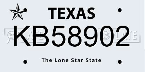 KB58902 Texas License Plate