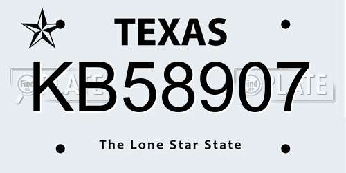 KB58907 Texas License Plate