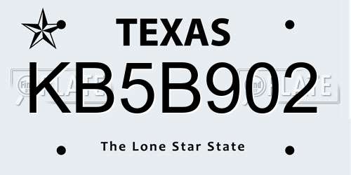 KB5B902 Texas License Plate