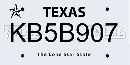 KB5B907 Texas License Plate