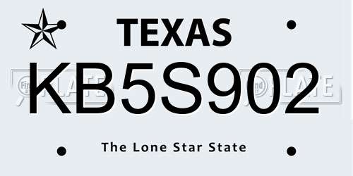KB5S902 Texas License Plate