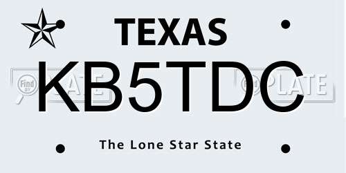 KB5TDC Texas License Plate