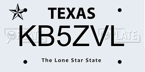 KB5ZVL Texas License Plate
