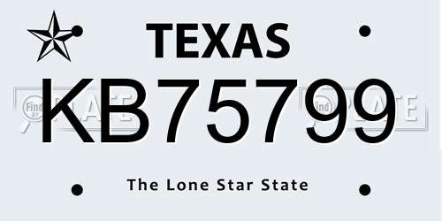 KB75799 Texas License Plate