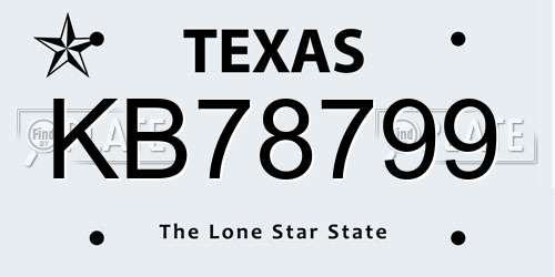 KB78799 Texas License Plate
