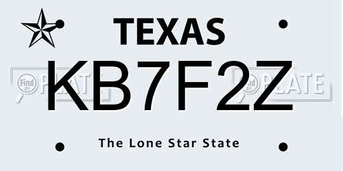 KB7F2Z Texas License Plate