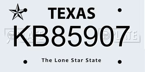 KB85907 Texas License Plate