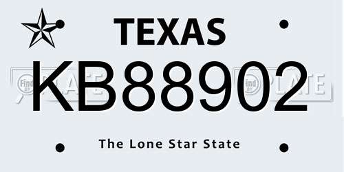 KB88902 Texas License Plate
