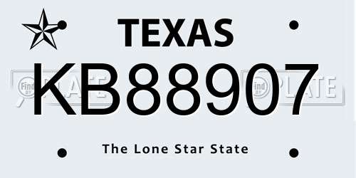 KB88907 Texas License Plate