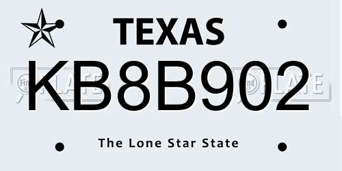 KB8B902 Texas License Plate