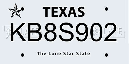 KB8S902 Texas License Plate