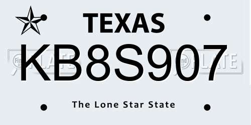 KB8S907 Texas License Plate