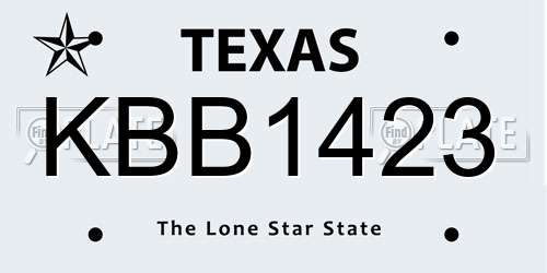 KBB1423 Texas License Plate