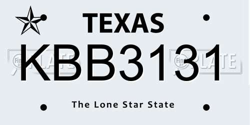 KBB3131 Texas License Plate