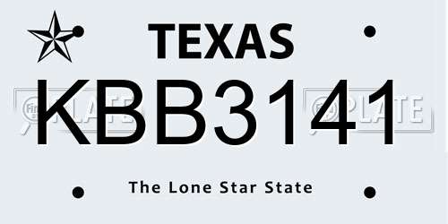 KBB3141 Texas License Plate