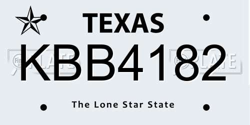 KBB4182 Texas License Plate
