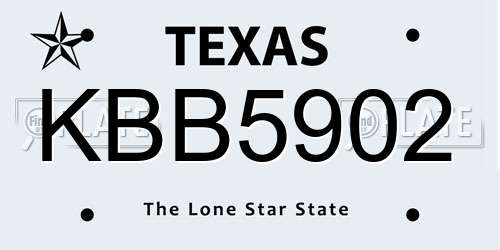 KBB5902 Texas License Plate