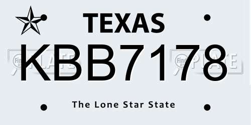 KBB7178 Texas License Plate