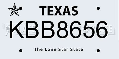 KBB8656 Texas License Plate