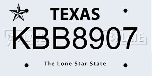 KBB8907 Texas License Plate