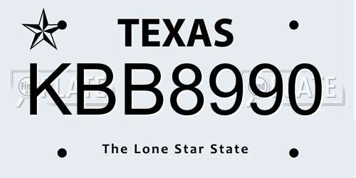 KBB8990 Texas License Plate