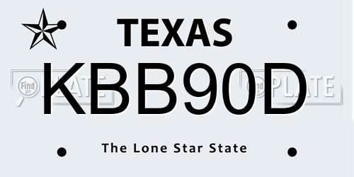 KBB90D Texas License Plate