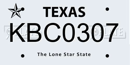 KBC0307 Texas License Plate