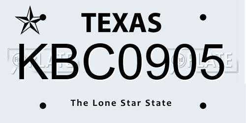 KBC0905 Texas License Plate