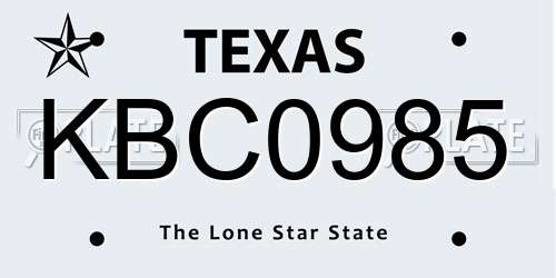 KBC0985 Texas License Plate